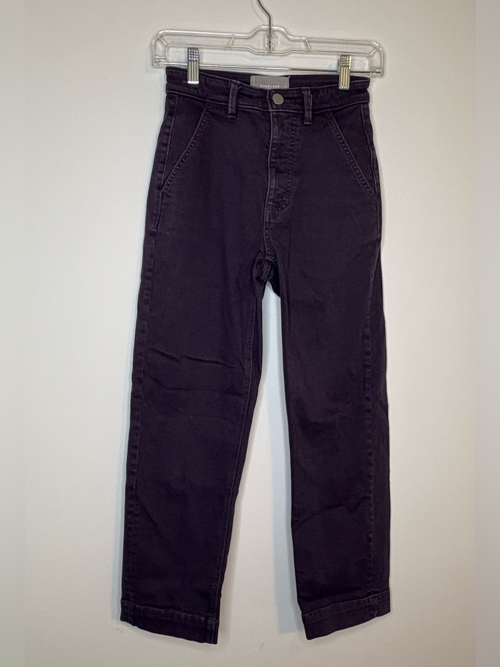 Everlane The Straight Leg Crop Regular Jeans Purplish Gray Color Size 00